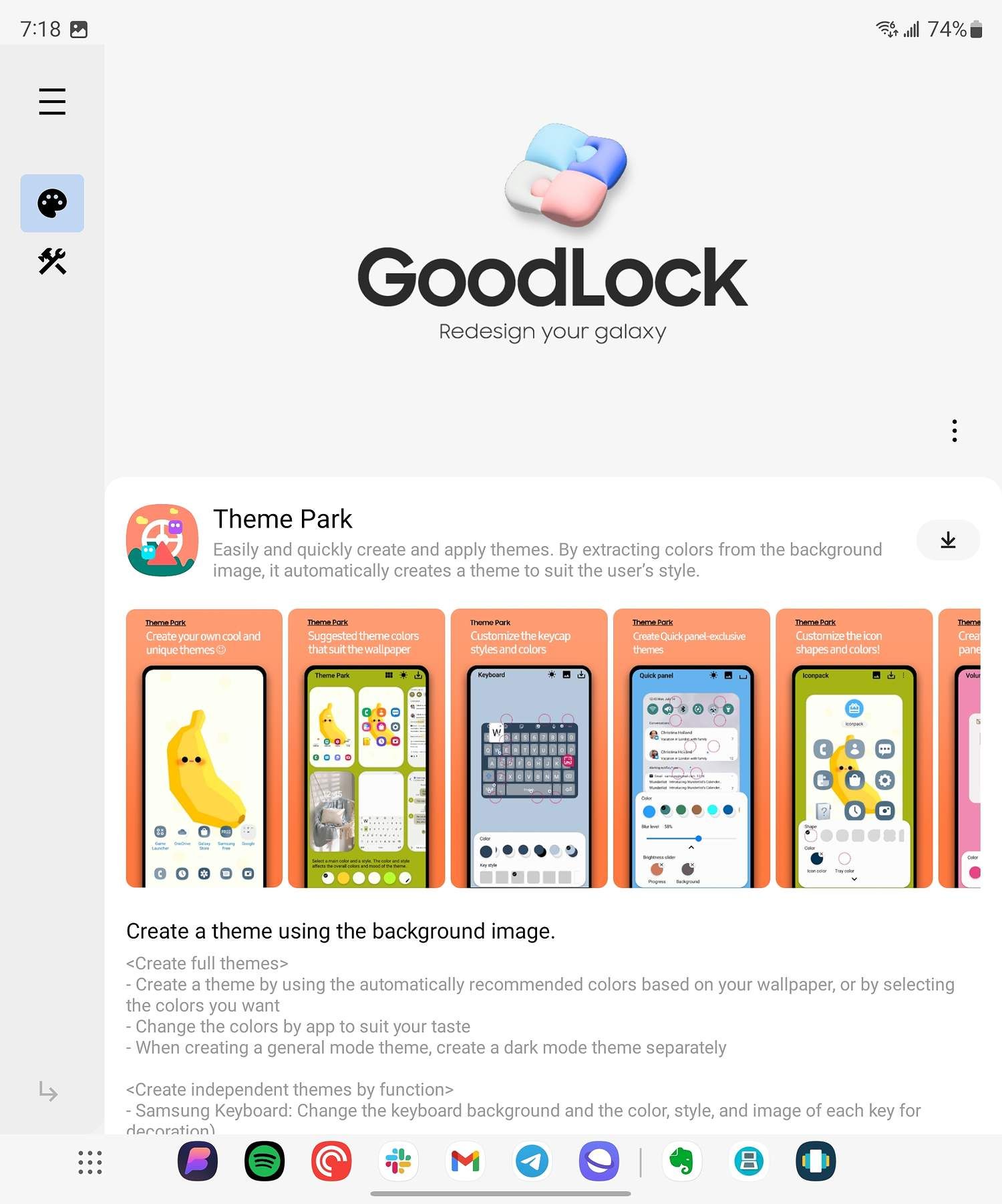 A página de introdução do Good Lock em um Galaxy Z Fold 5.