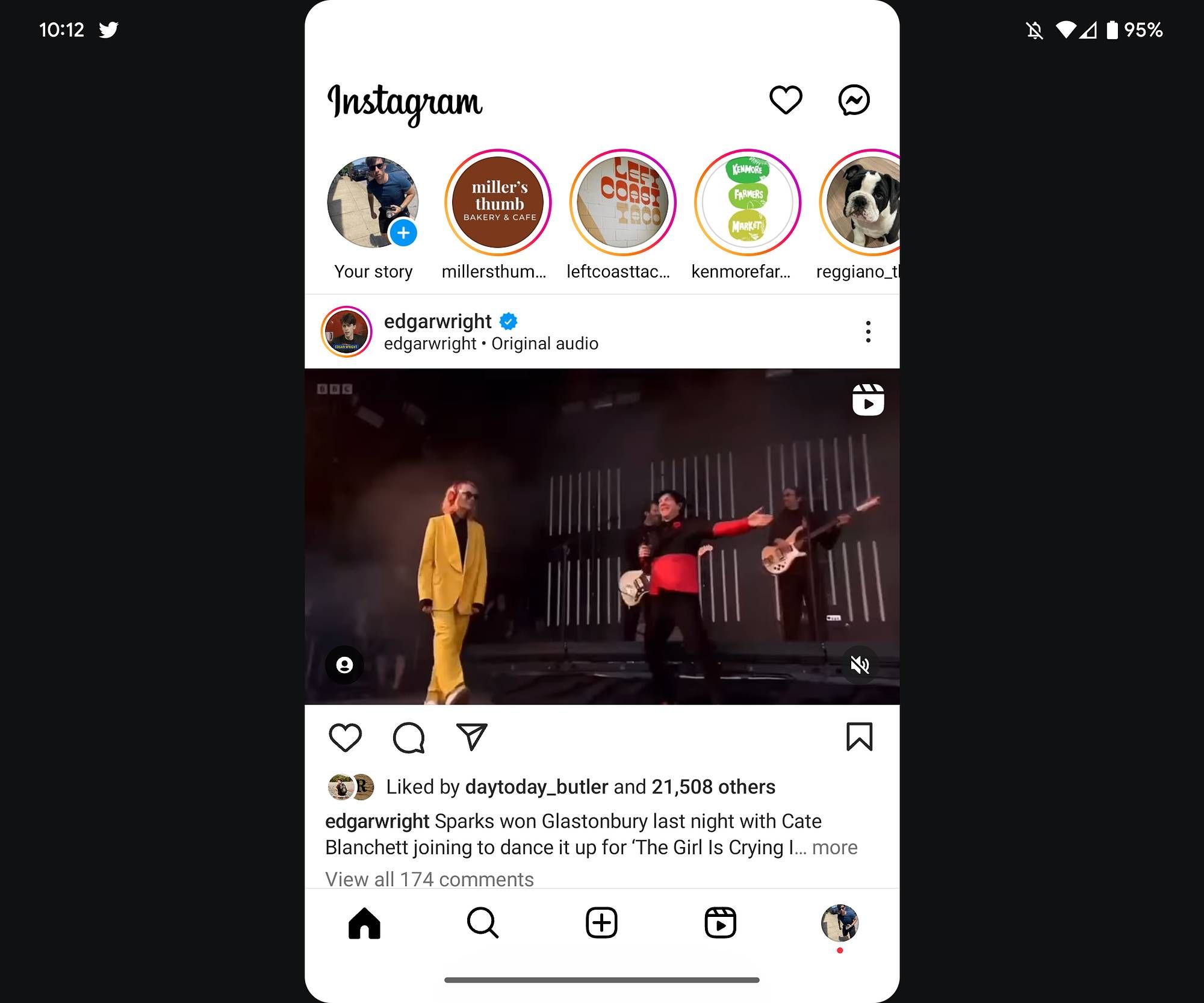 Instagram na dobra de pixel no modo horizontal
