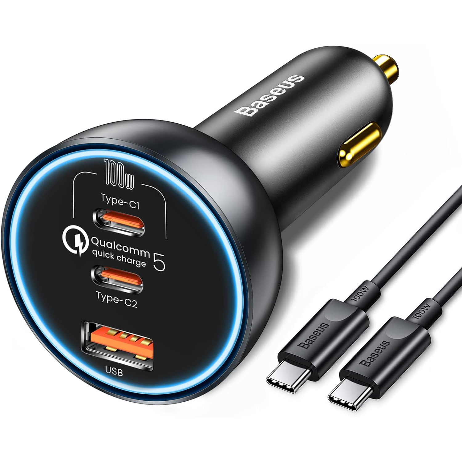 carregador baseus cczx 160cx 160w usb-c em um fundo branco