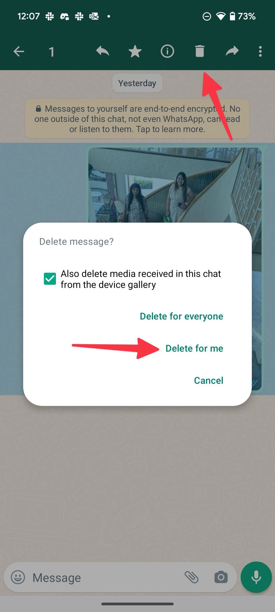 excluir mensagem do WhatsApp no ​​​​Android