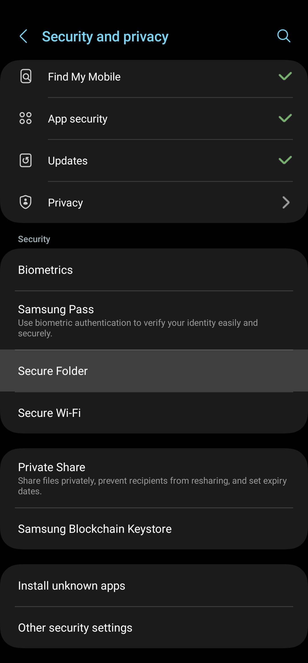 Configurações de segurança e privacidade do Samsung Galaxy