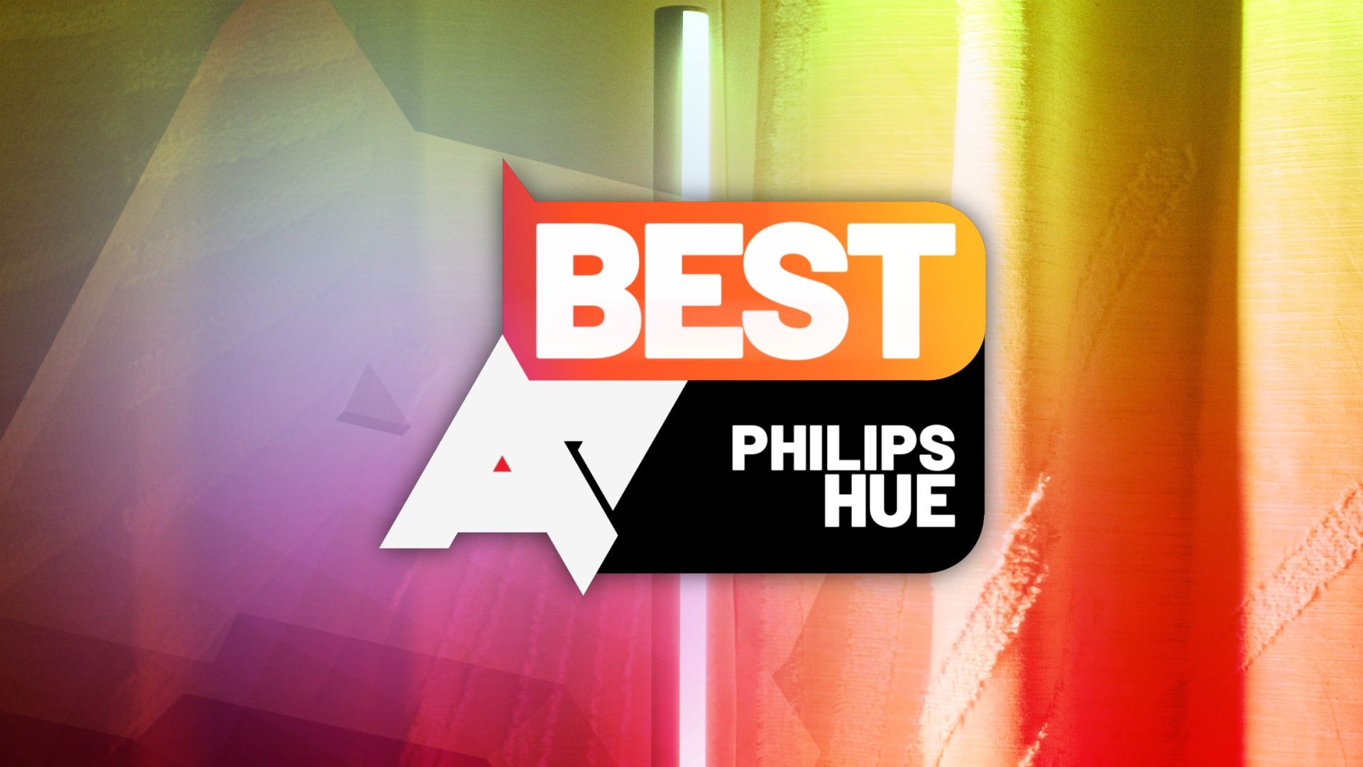 Uma imagem de uma faixa de luz LED inteligente com o logotipo 'AP Best Philips Hue' na parte superior
