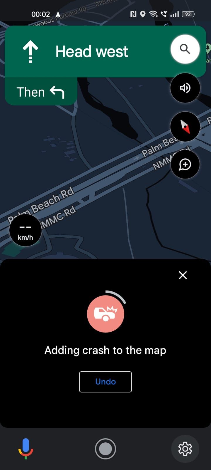 Captura de tela mostrando a opção ‘Desfazer’ no aplicativo Google Maps
