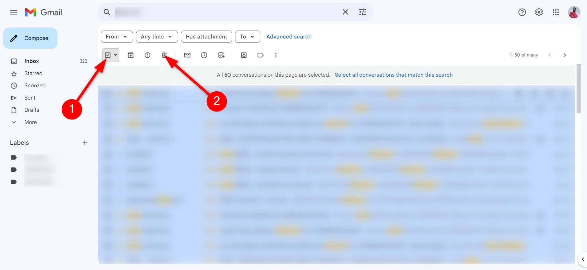 Exclua mensagens enviadas pelo remetente no Gmail