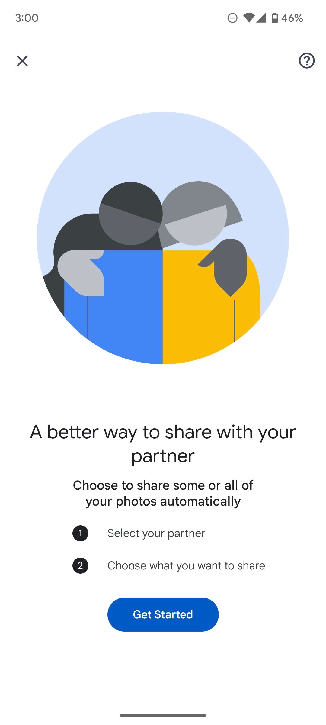 Compartilhamento de parceiros no Google Fotos