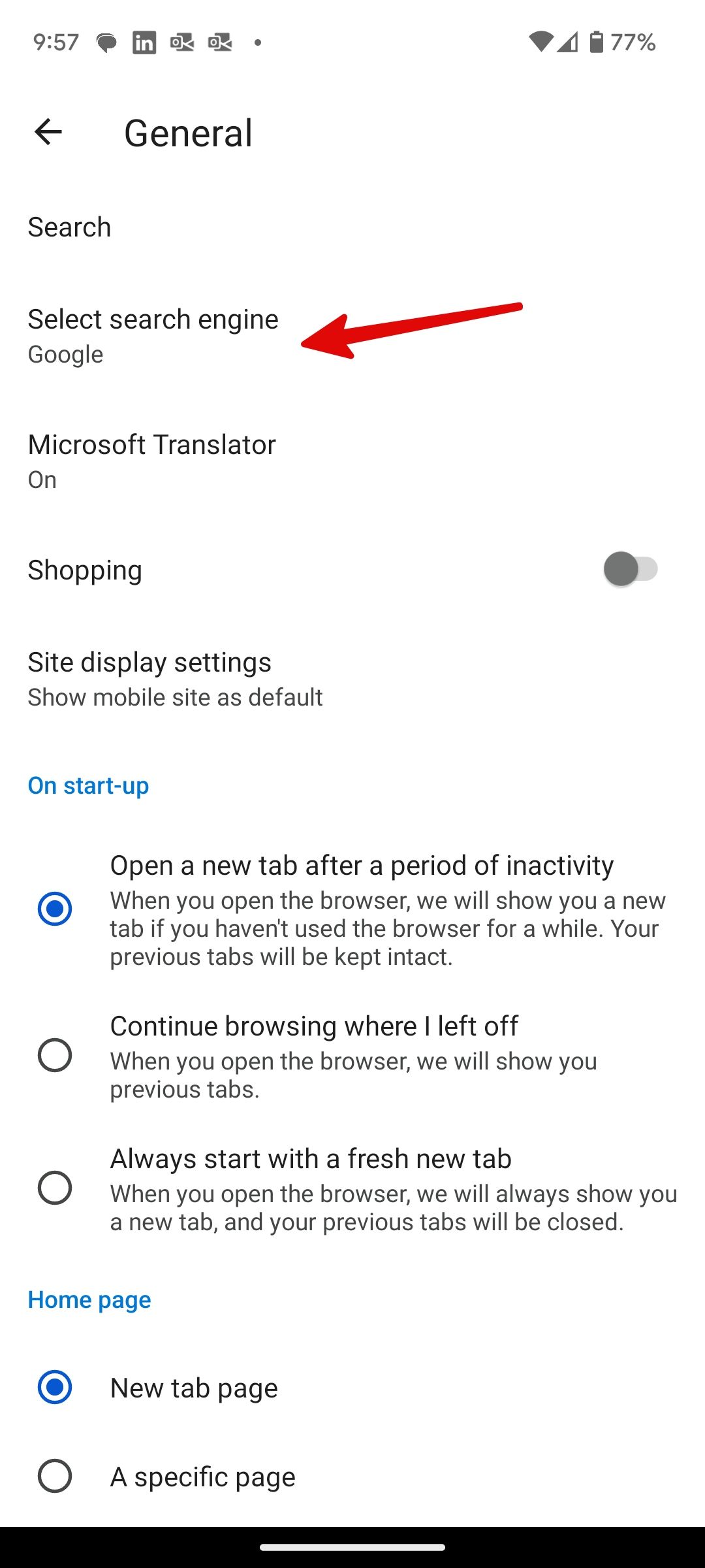 mecanismo de pesquisa para Android Microsoft Edge