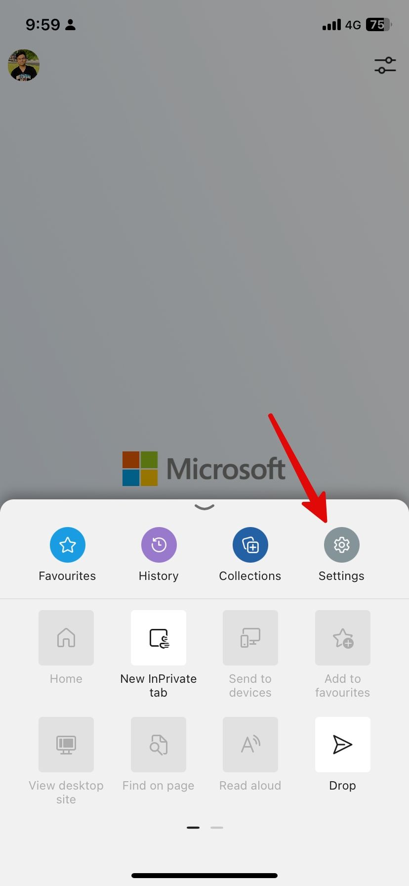 Configurações do Microsoft Edge no iPhone