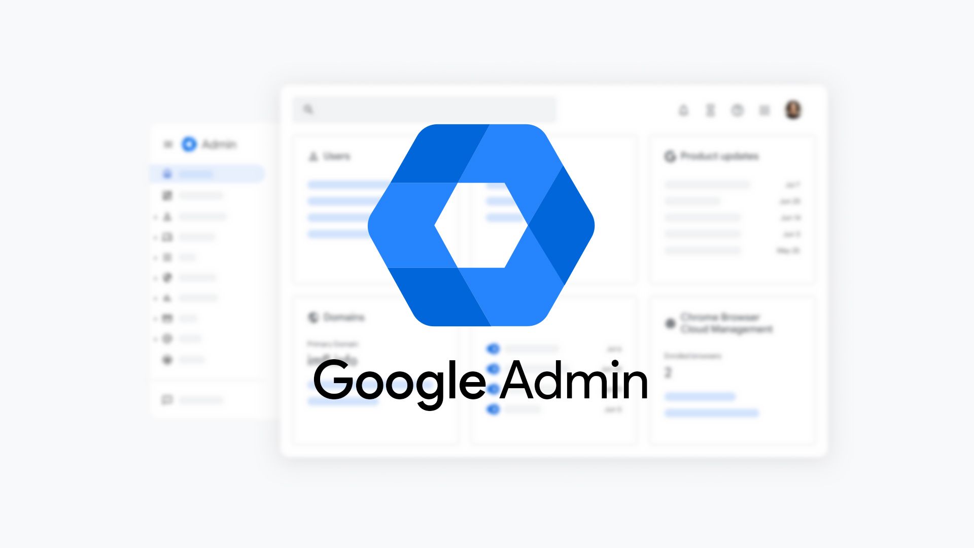 Logotipo do Google Admin Console colocado em um fundo claro e desfocado 