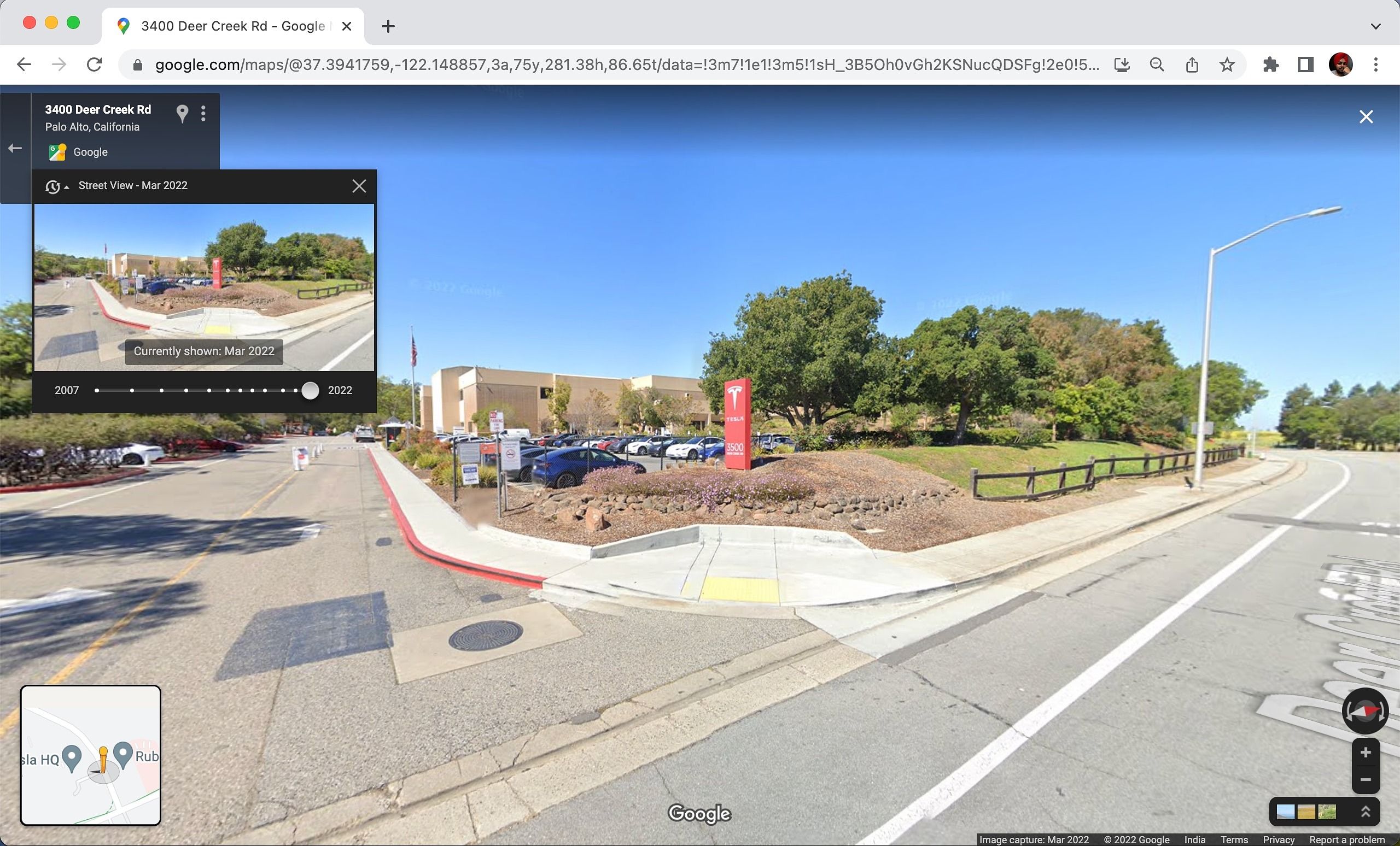 Mostrando comparações de imagens de arquivo usando o Street View no aplicativo Web para computador do Google Maps