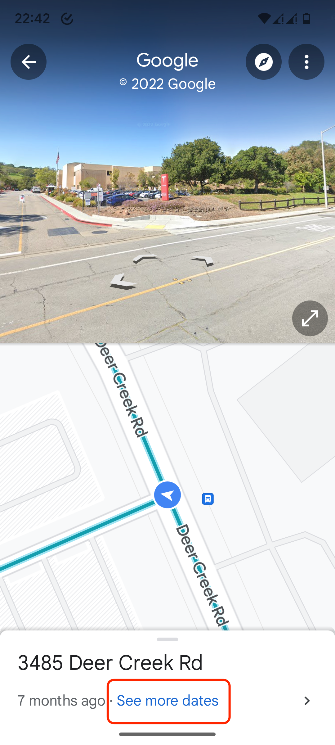 Tocar na seção Ver mais datas revela mais informações sobre um local no aplicativo Google Maps para Android