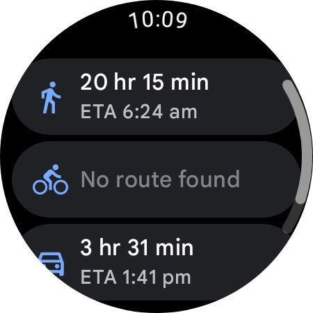 ETA do Google Maps para Wear OS