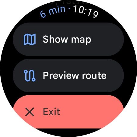 Google Maps para Wear OS – visualizar rota, mostrar opções de mapa