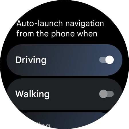 Google Maps para Wear OS – opções de inicialização automática