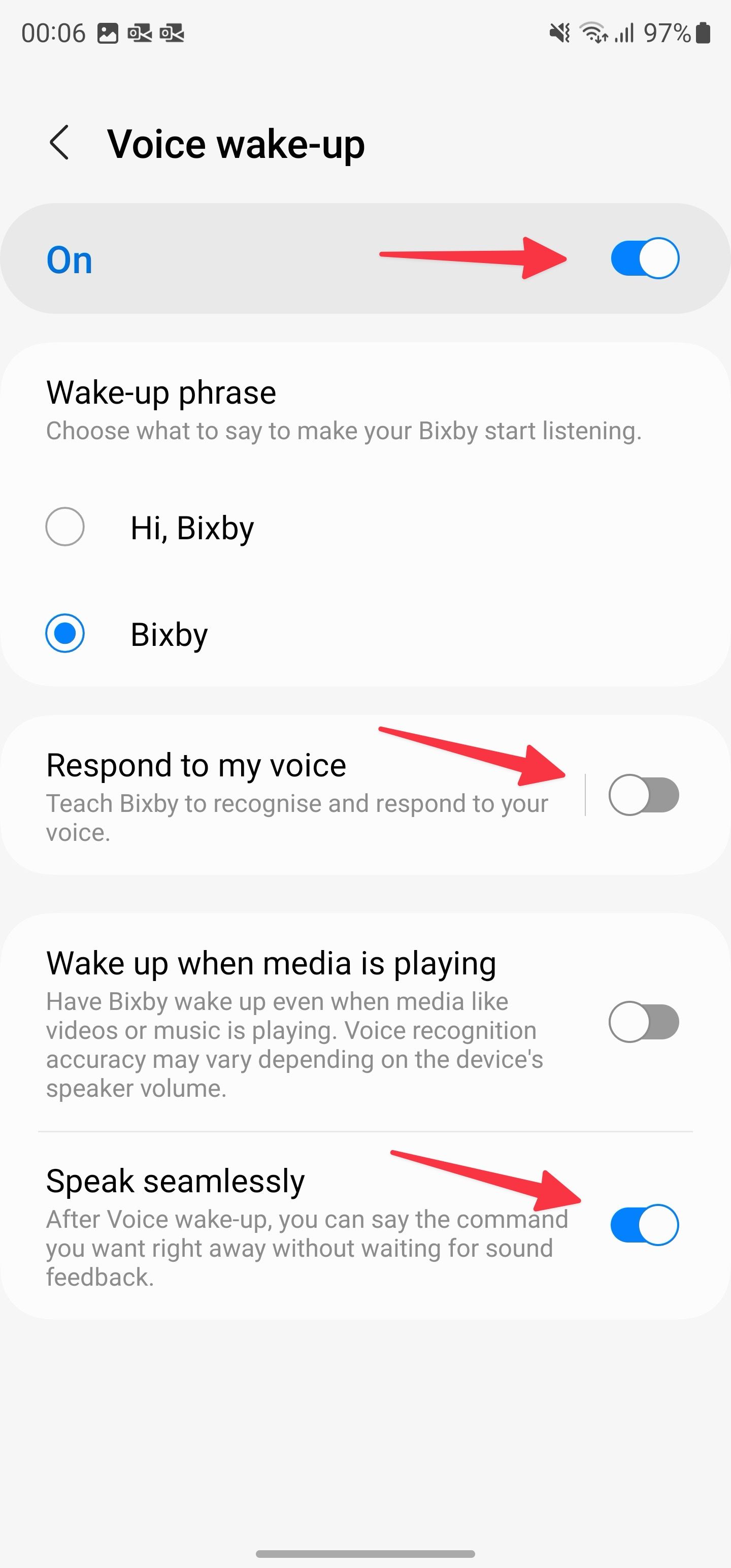 definir a ativação por voz do Bixby