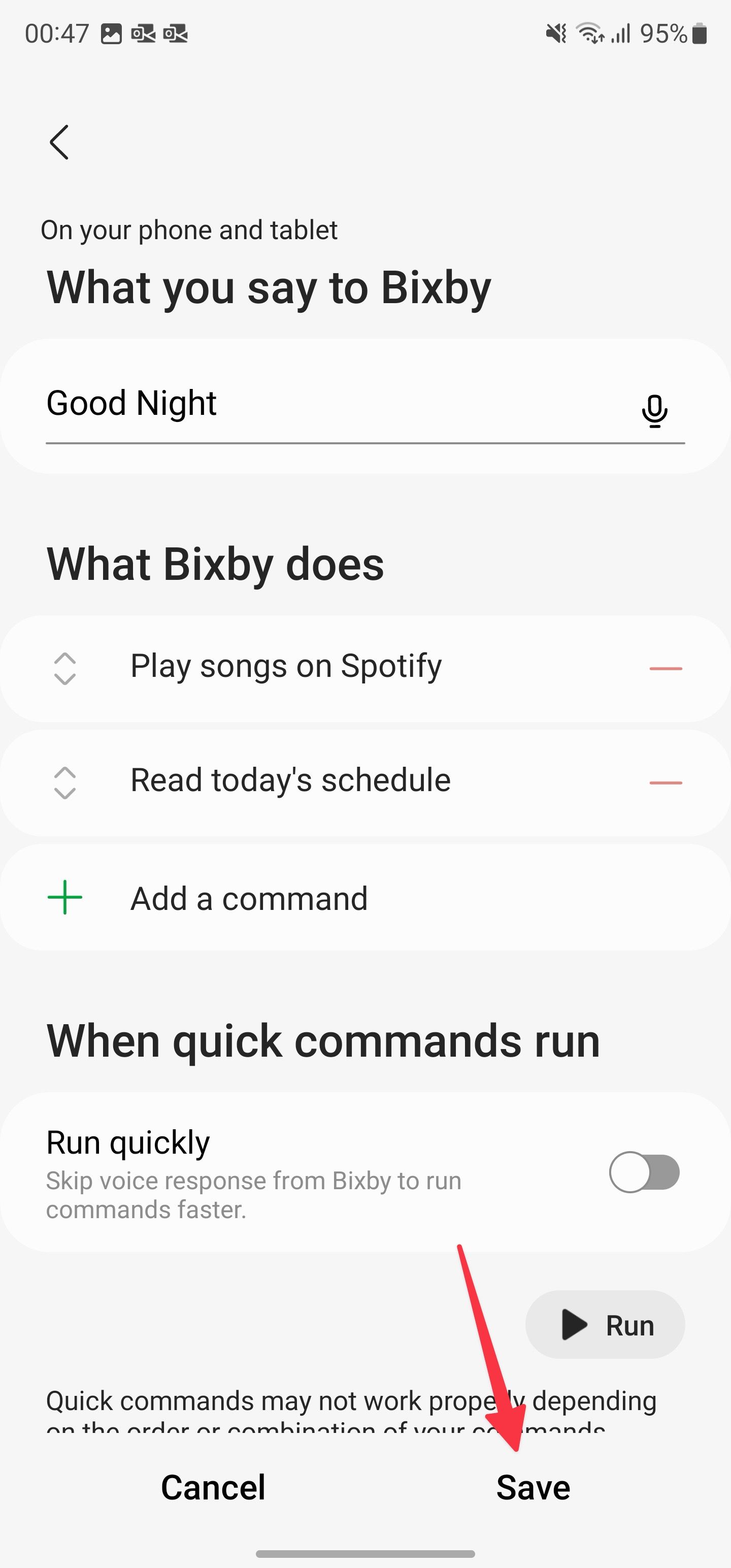 Salvar comando Bixby