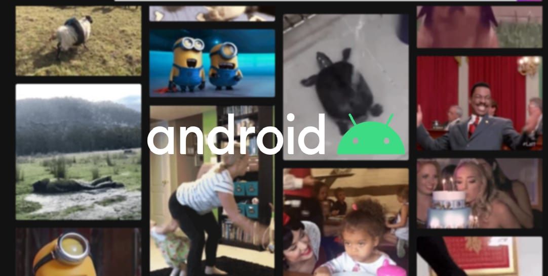 Logotipo do Android sobreposto na imagem principal do site GIPHY