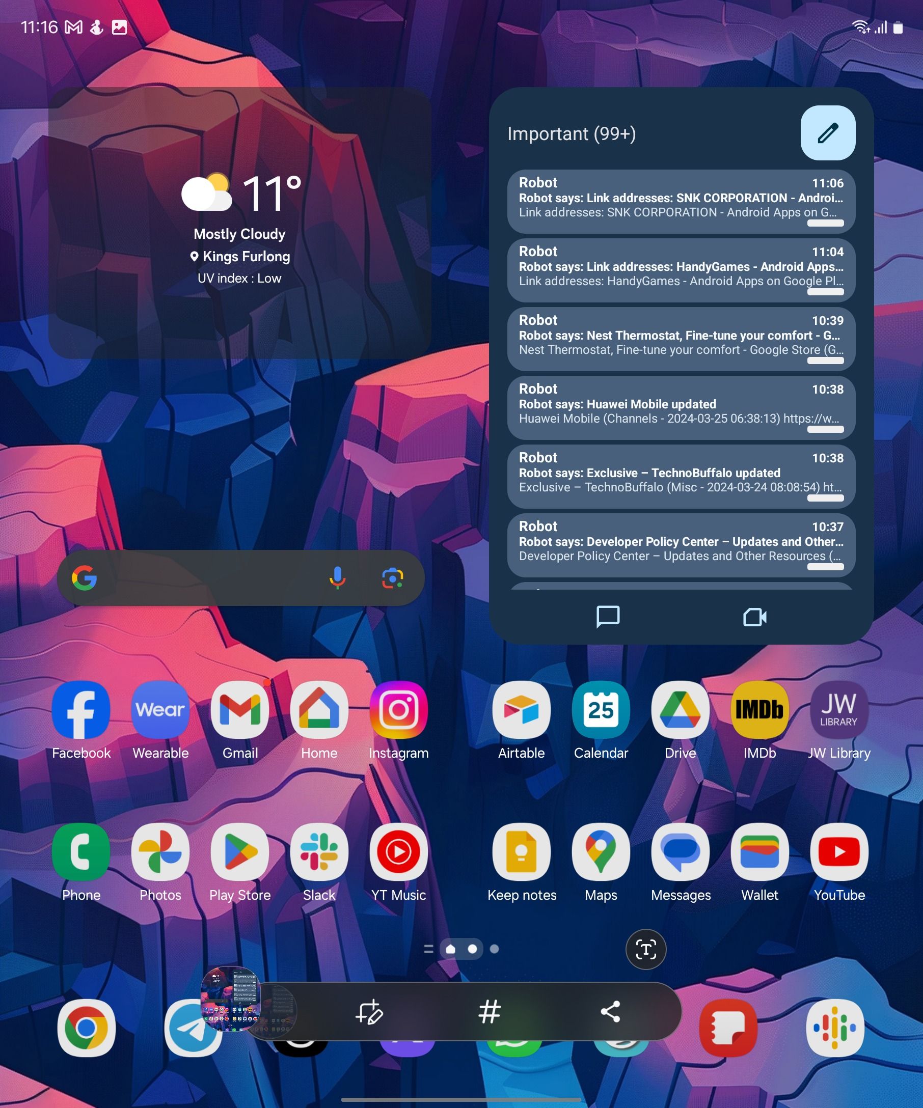 Galaxy Z Fold 5 com janela pop-up de captura de tela aberta