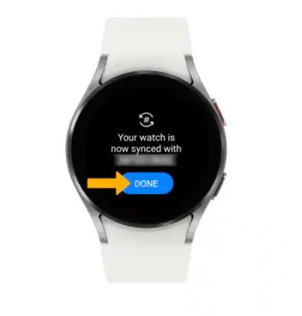 Foto mostrando o fim do processo NumberSync em um Galaxy Watch