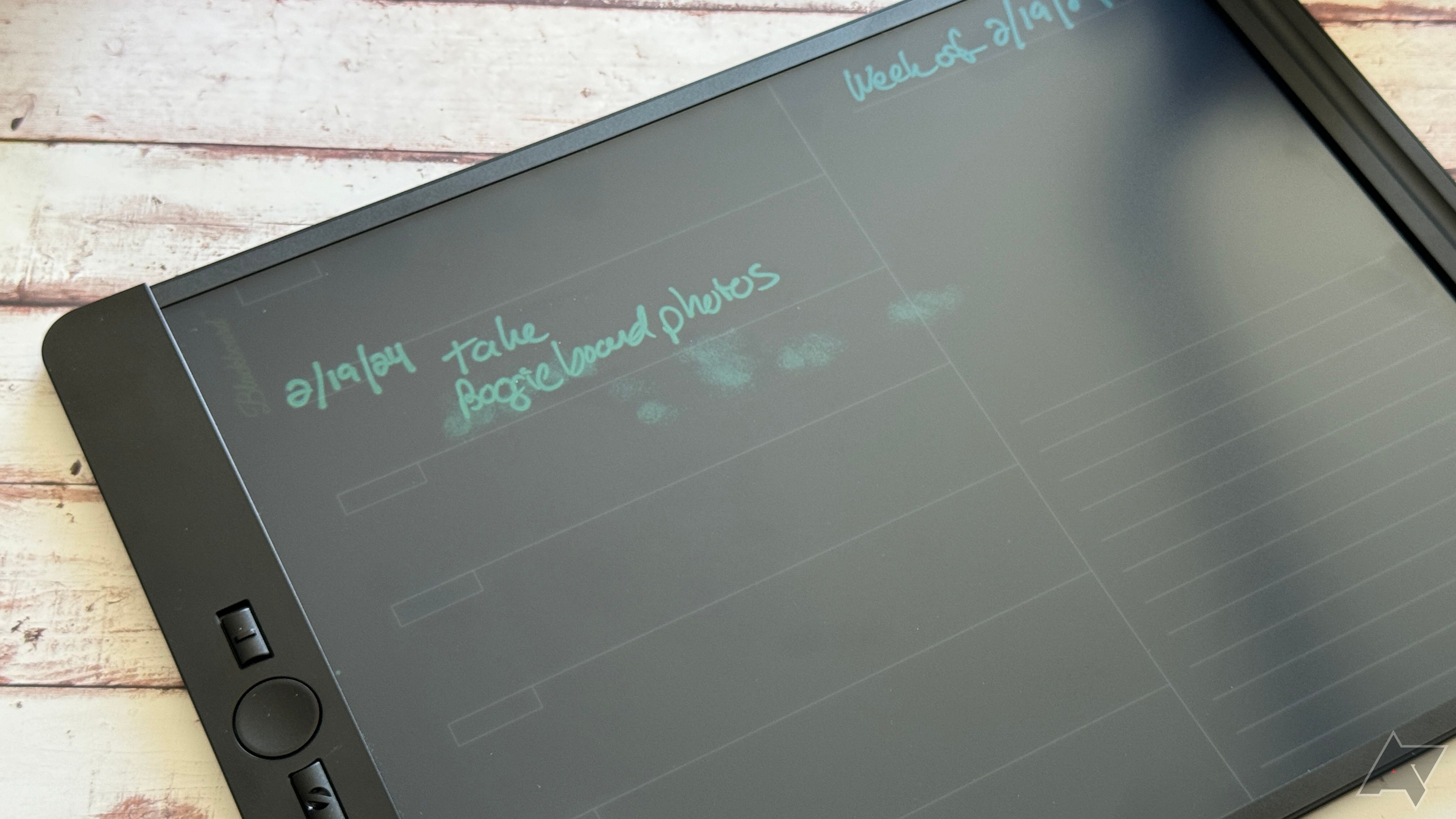 Problemas de rejeição do Palm exibidos no Boogie Board Blackboard