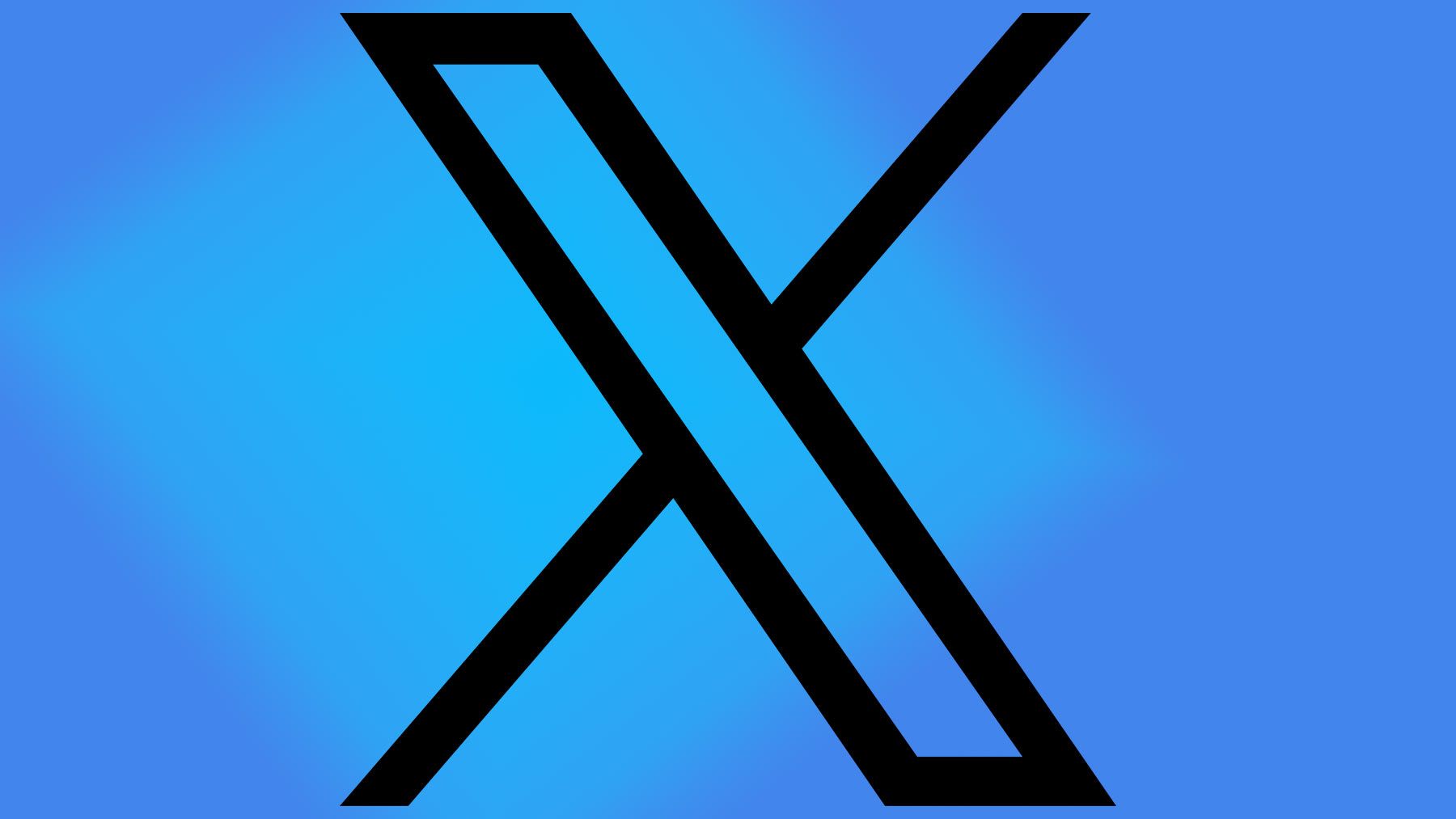 O novo logotipo X na frente de um fundo azul