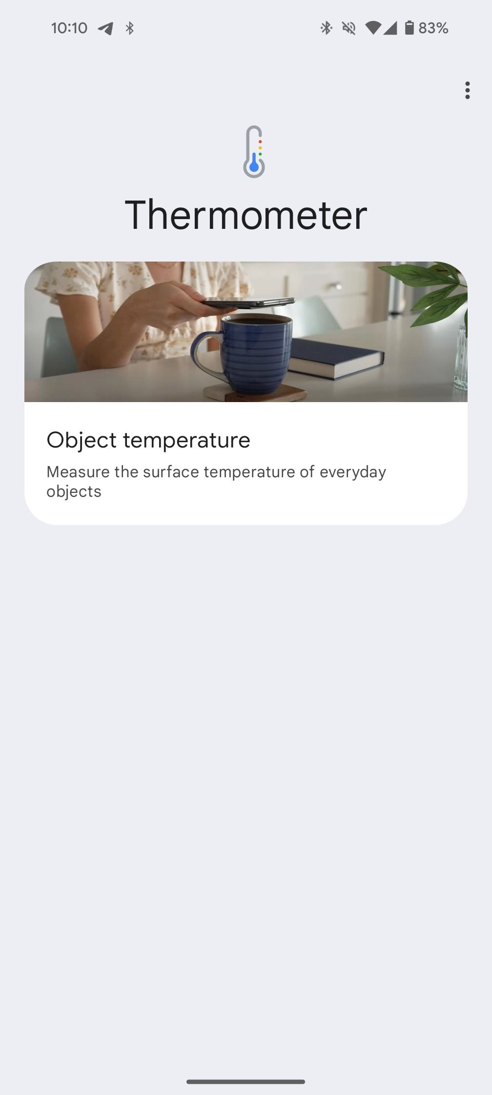 tela inicial do aplicativo sensor de temperatura no pixel 8 pro
