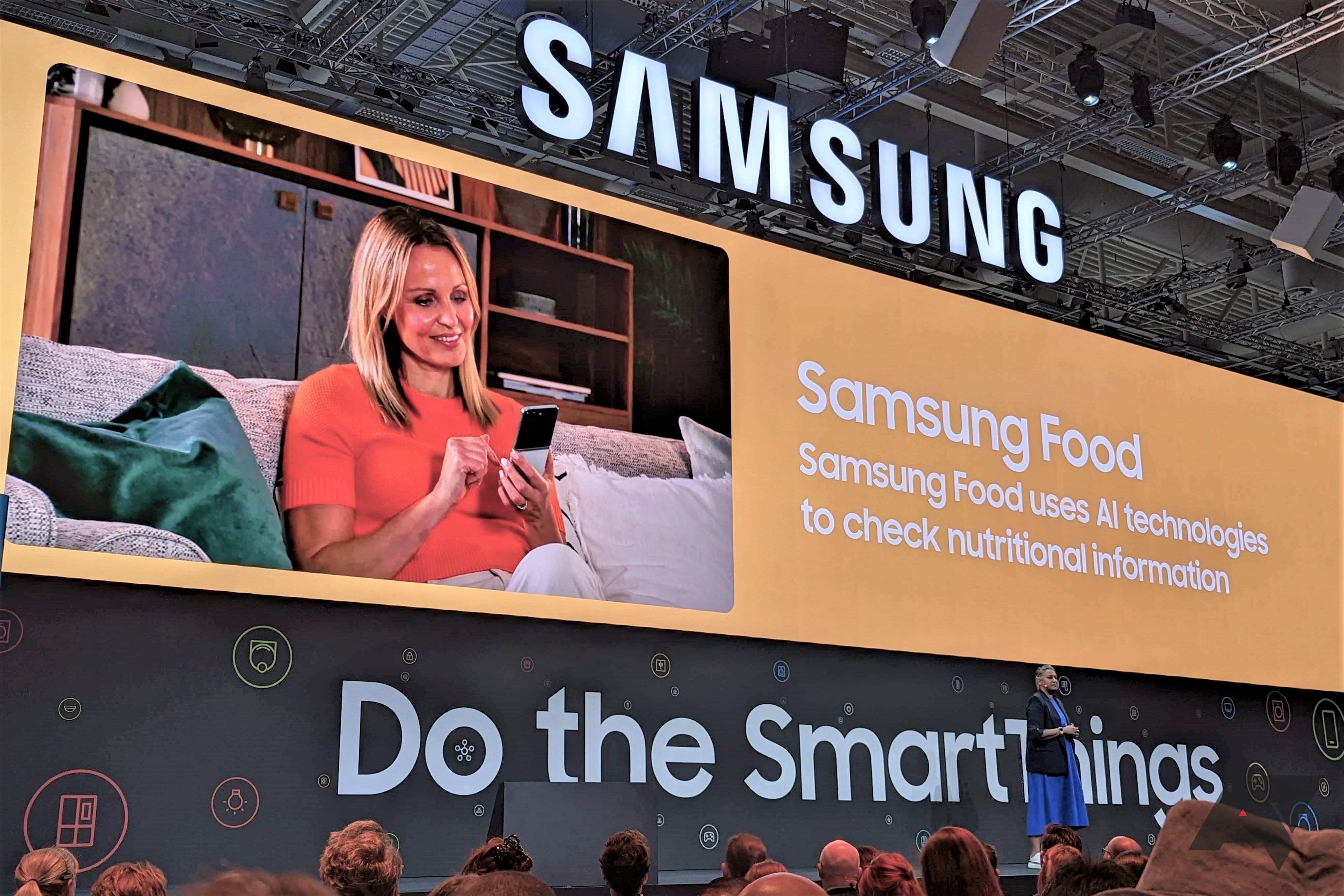Banner da Samsung Food no palco da IFA