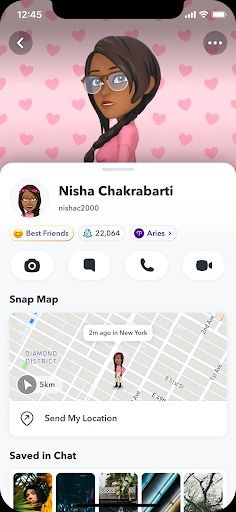 Perfil de amizade no Snapchat