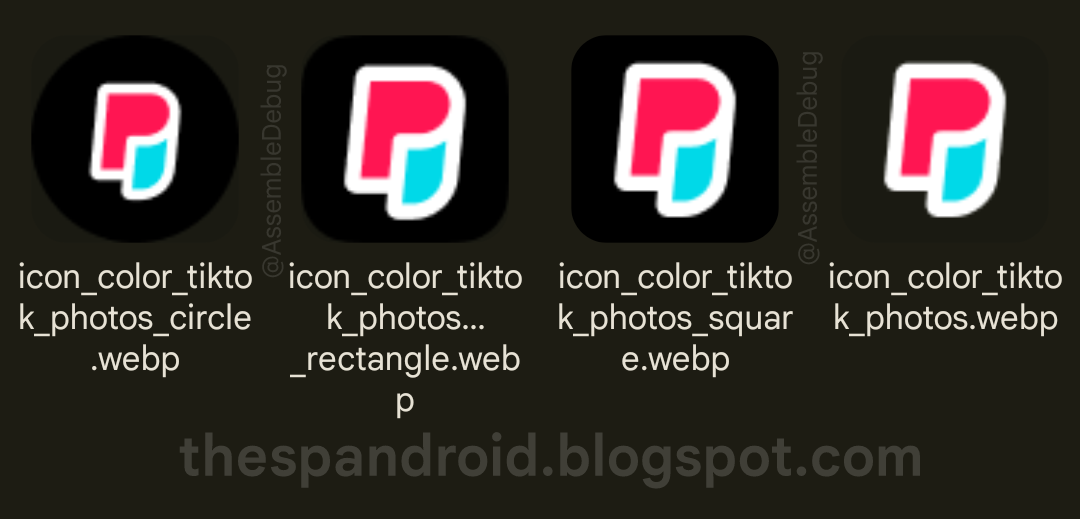 Uma seleção de ícones para o suposto aplicativo TikTok Photos