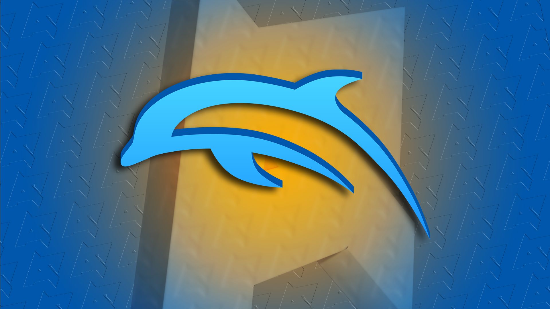 Logotipo do Dolphin Emulator imposto sobre logotipos AP