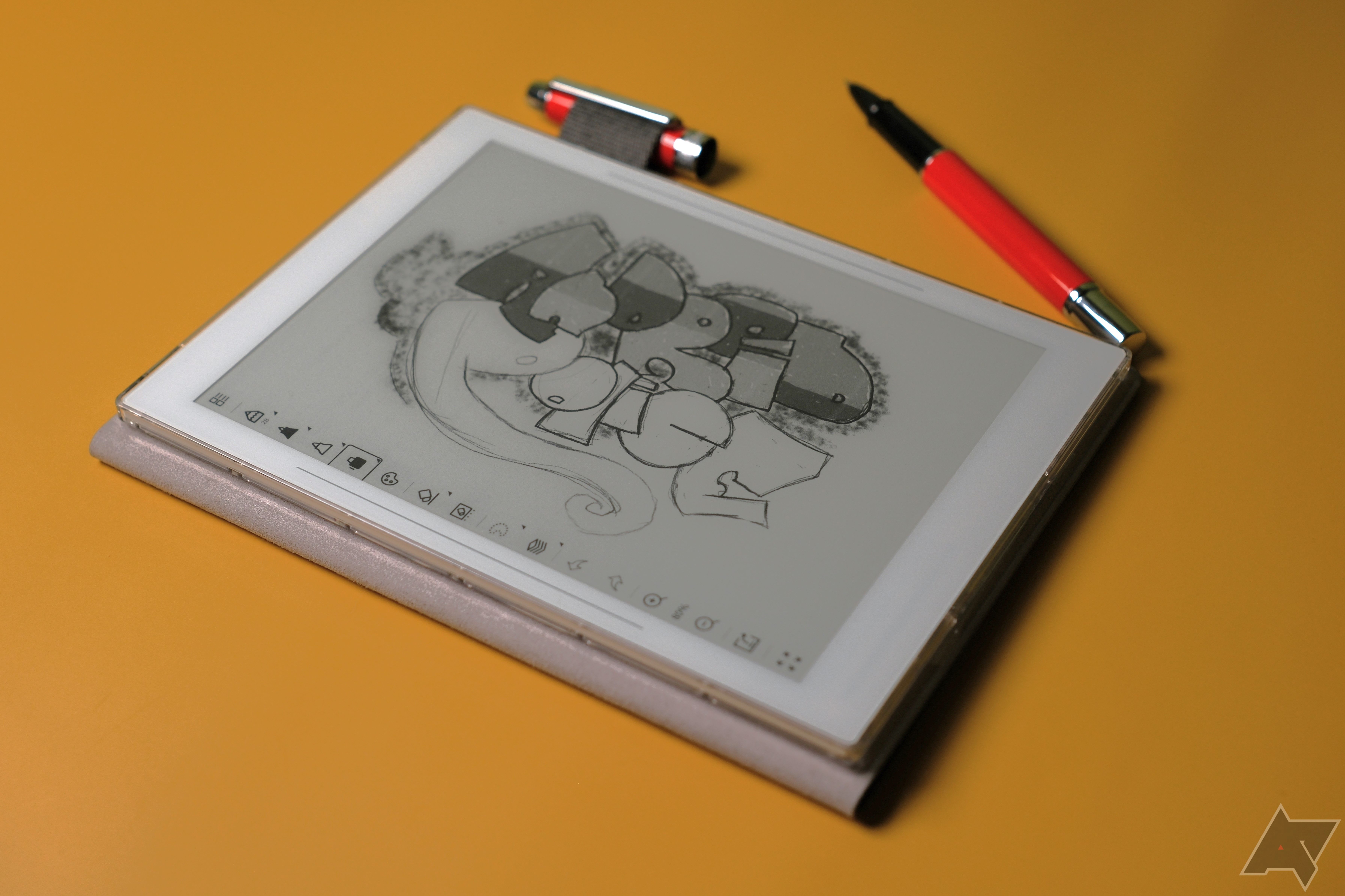 Desenho Supernote Nomad do nome Android Police em aplicativo de arte