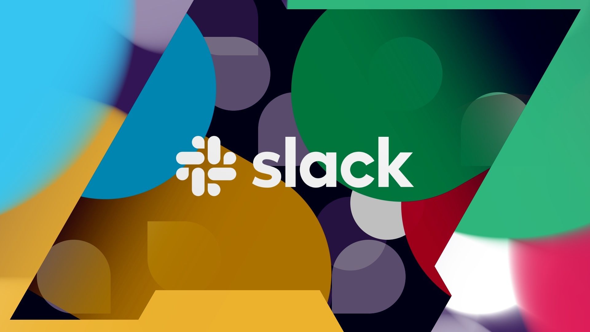 O logotipo do Slack contra um fundo multicolorido e o logotipo do Android Police