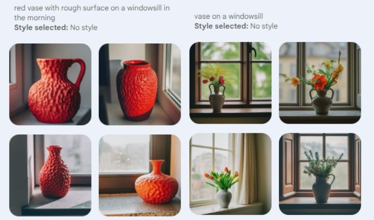 imagens de vasos geradas com gêmeos no Google Slides