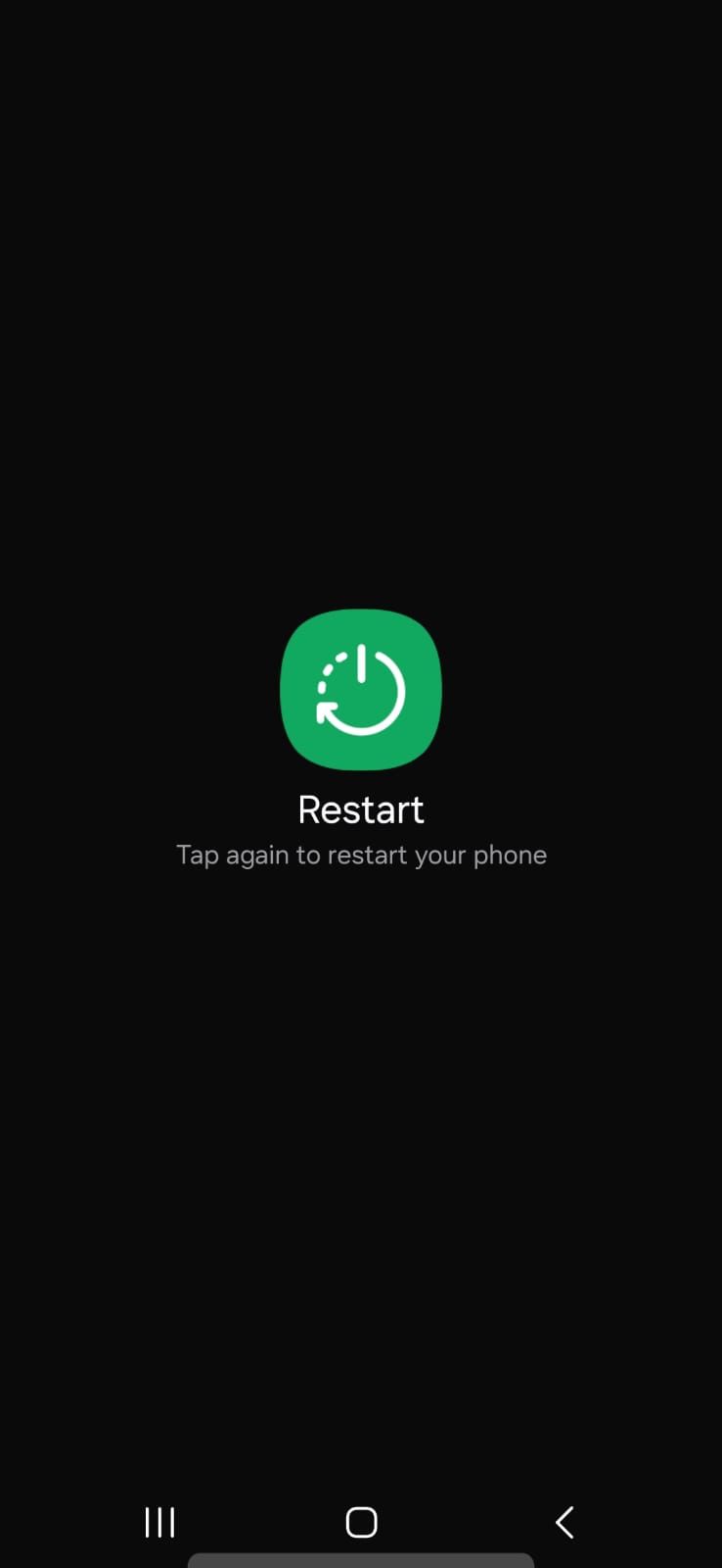 Captura de tela mostrando a opção de reinicialização no Android