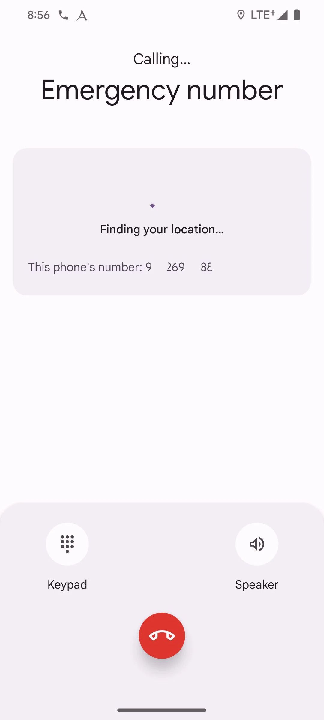 Nova IU de chamada de número de emergência no aplicativo Google Phone