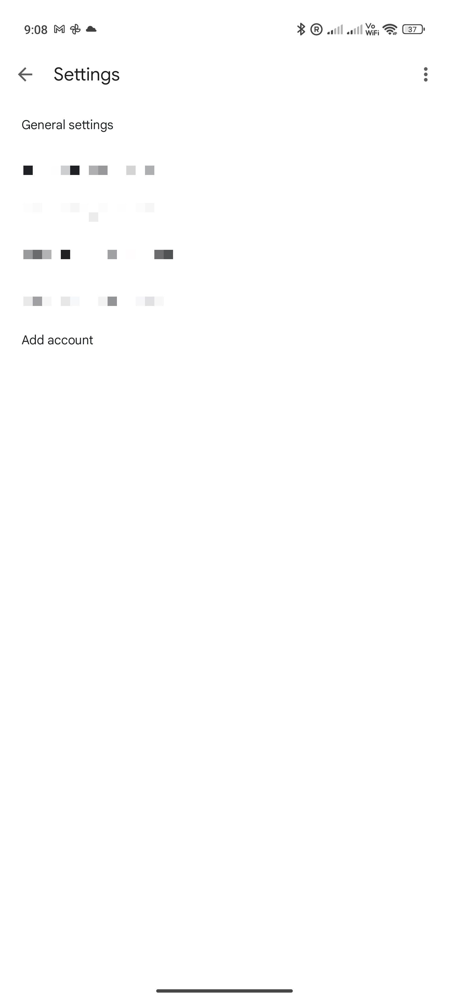 Lista de contas do Gmail para Android