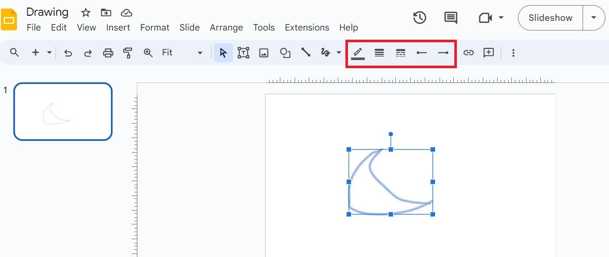 Captura de tela mostrando a barra de ferramentas de personalização no Apresentações Google