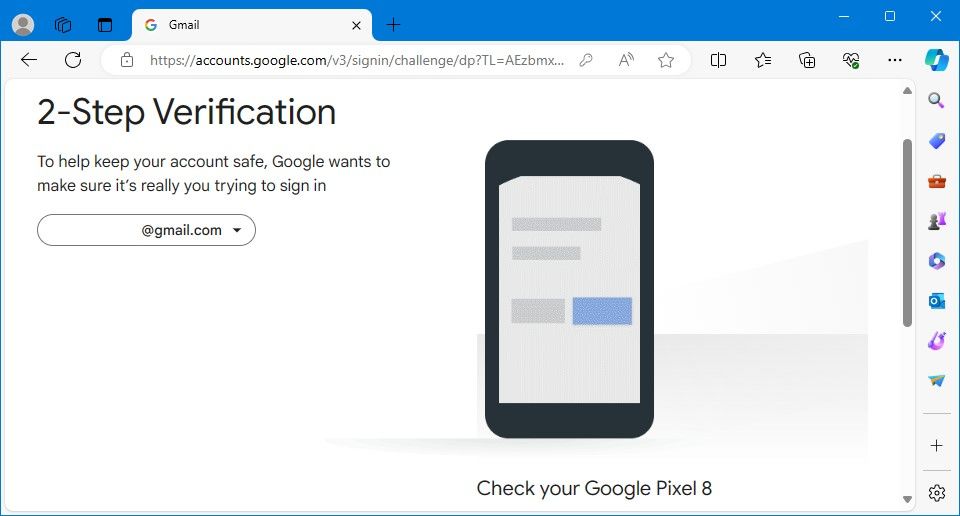 verificação em duas etapas do Gmail no navegador de desktop