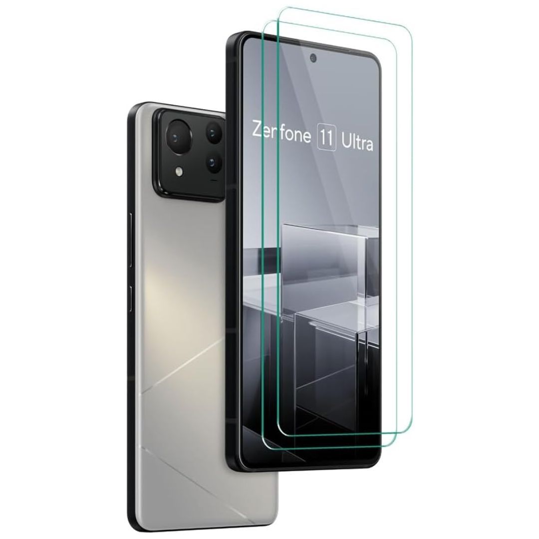 Dois protetores de tela transparentes sobrepostos na tela de um smartphone