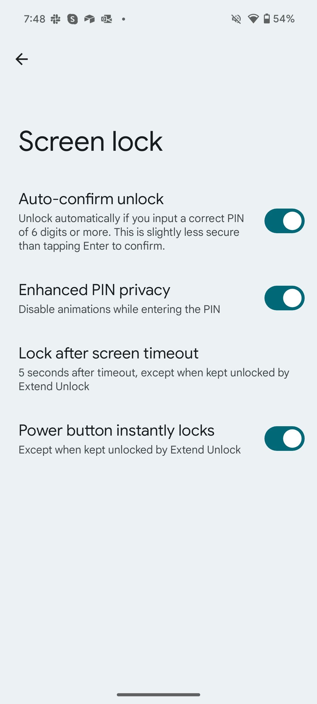 Opções de privacidade do Android 14