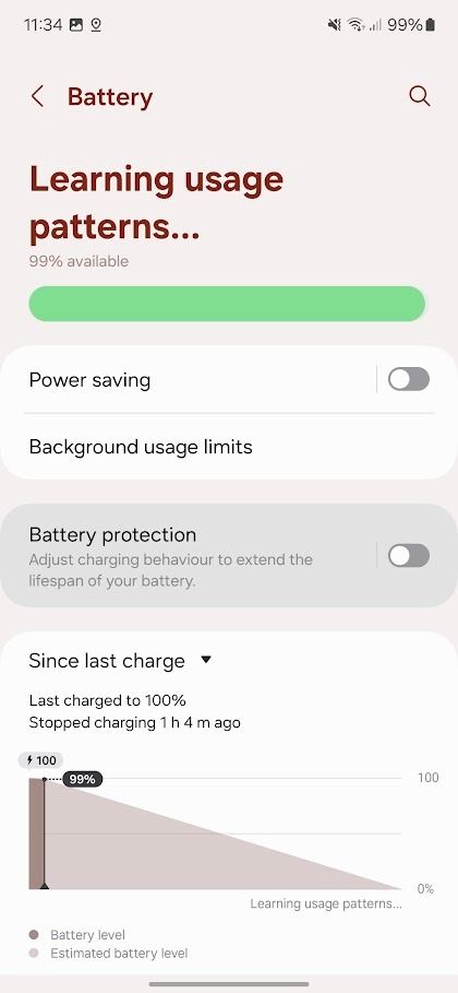 página de proteção de bateria do Samsung Galaxy
