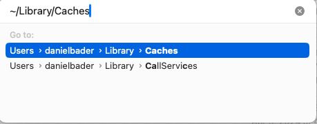 atalho da pasta mac para caches de biblioteca