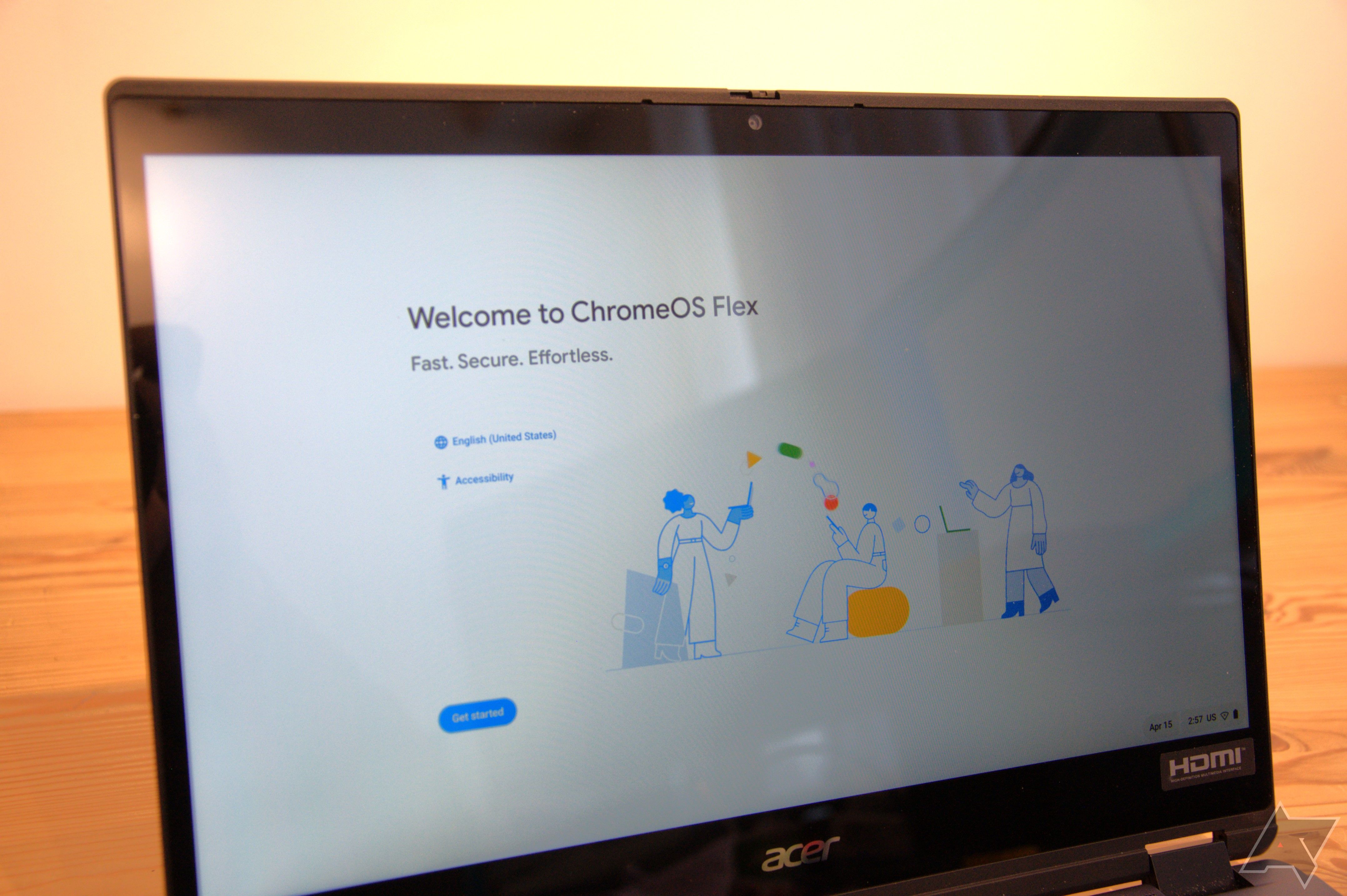 ChromeOS Flex inicializa pela primeira vez em um laptop Acer