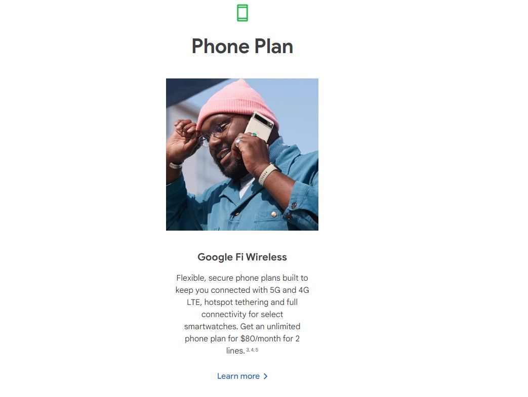 Uma captura de tela da página de assinatura do Google mostra a foto de um homem segurando um Pixel 8.
