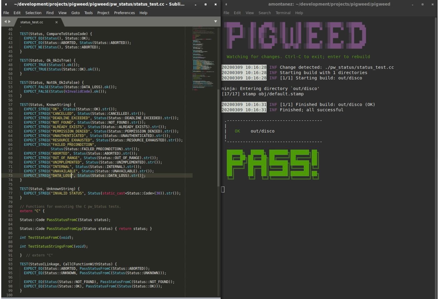 Uma captura de tela do programa Pigweed.