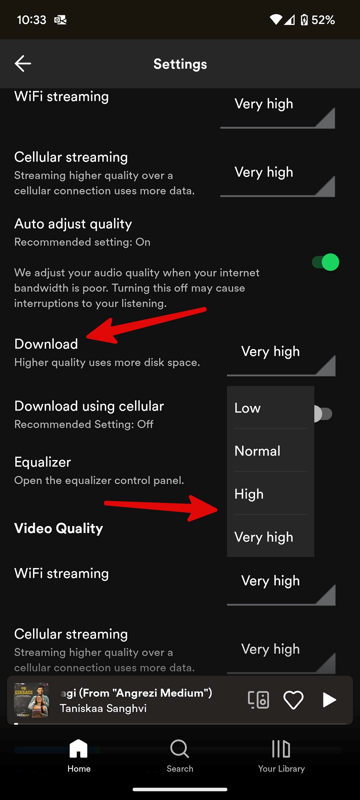 Alterar a qualidade de download do Spotify no Android