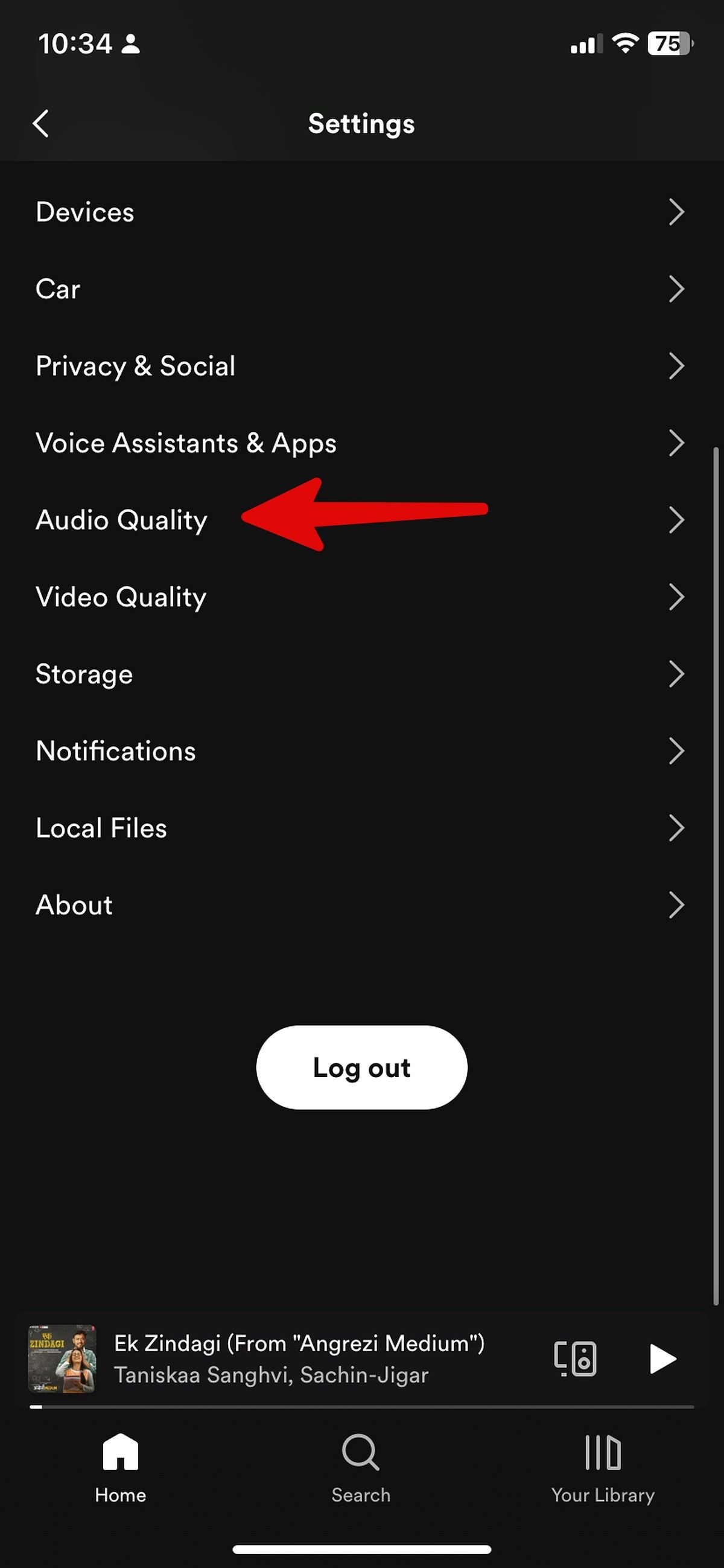 abra o Spotify com qualidade de áudio para iOS