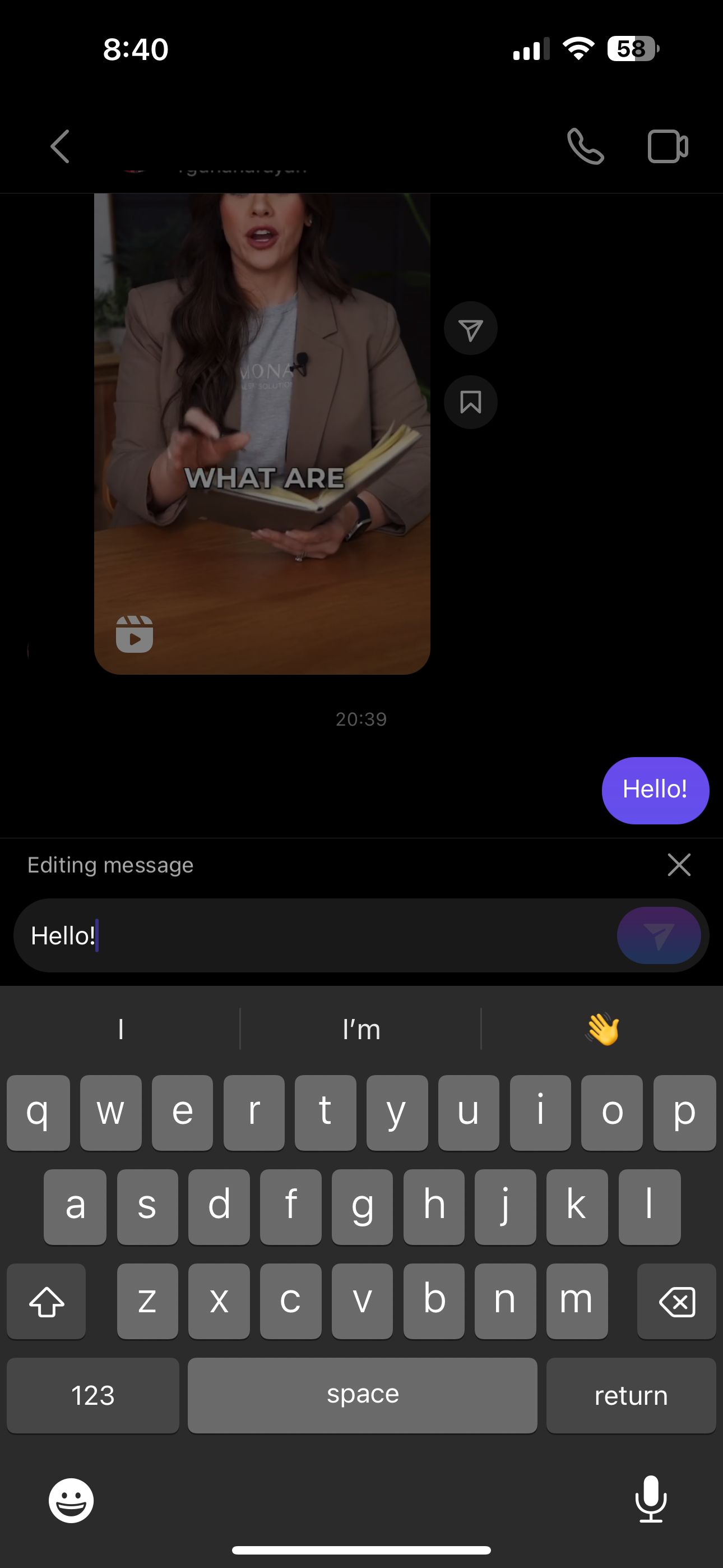 Agora você pode editar sua mensagem