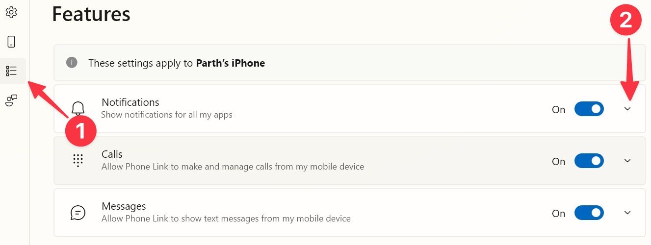 Personalize as notificações do iPhone no Phone Link