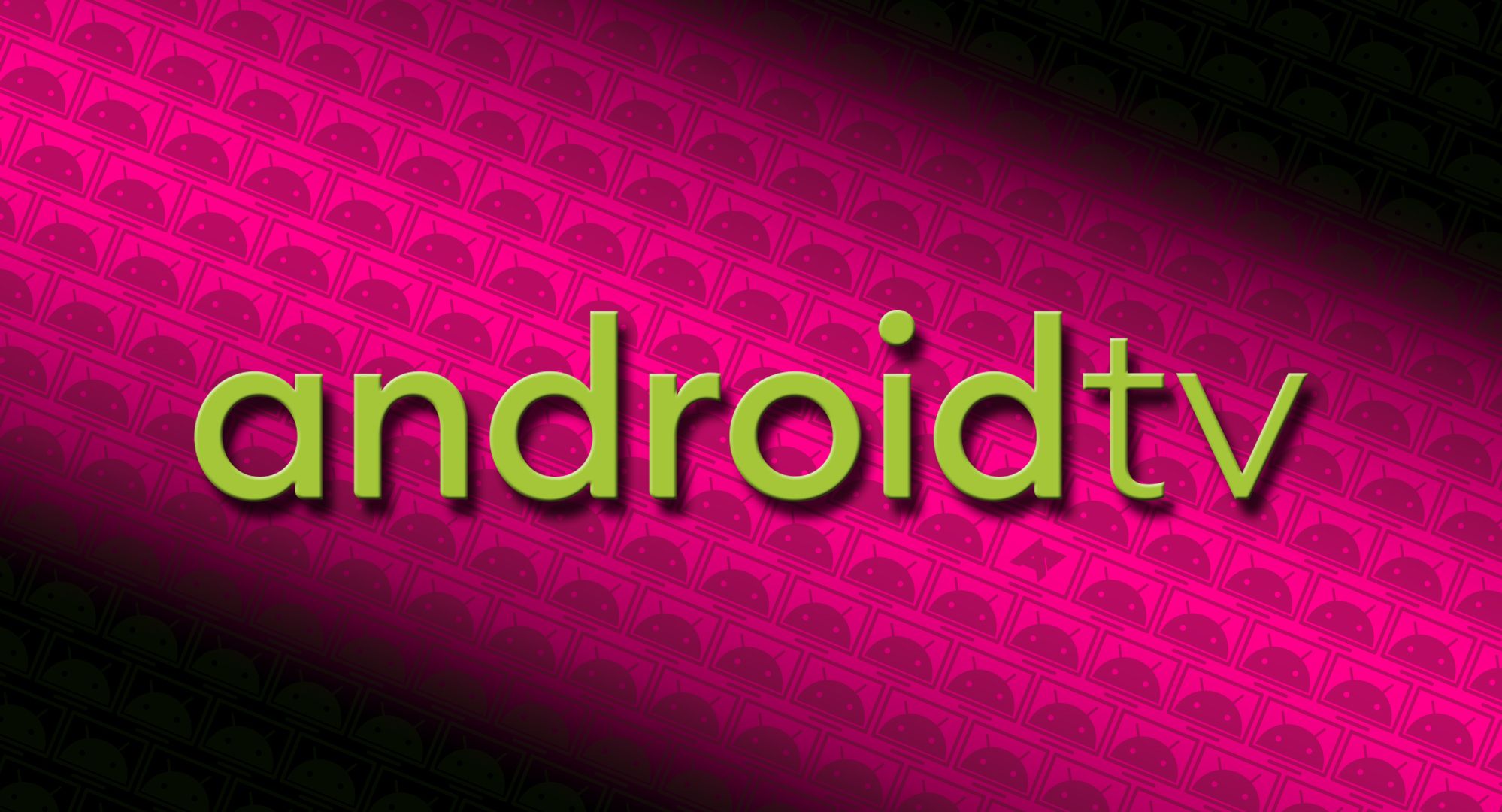 Logotipo da Android TV sobre um campo de ícones de TV com dróides