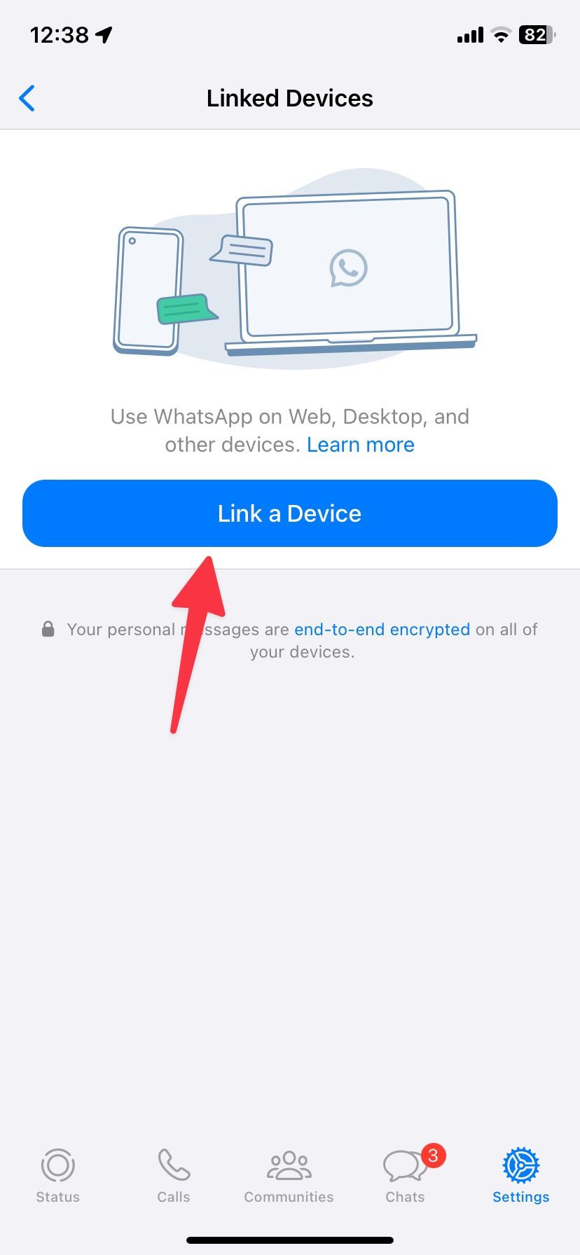 Vincule um dispositivo no WhatsApp para iPhone